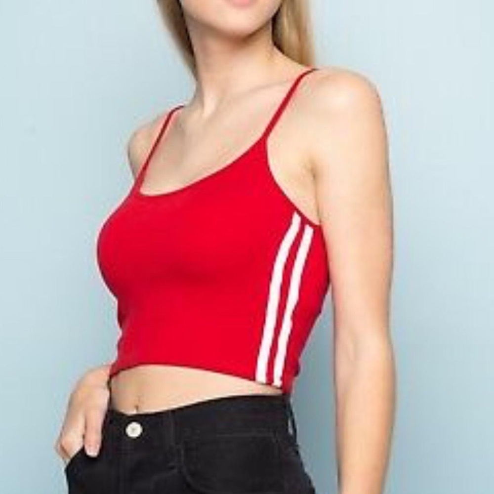 Brandy Melville Red Striped Women's Crop Top one size